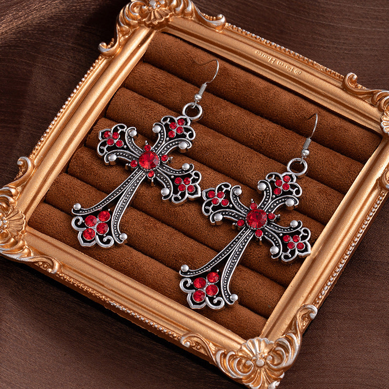 Wholesale Hollow Flower Necklace Diamond Cross Pendant Necklace Sweater Chain